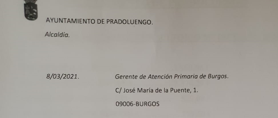 Pradoluengo pide a la Junta que vacune a sus vecinos en el centro de salud de la localidad